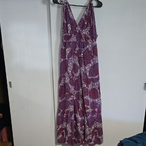 Patrons of Peace Purple and Cream Floral Maxi Dress